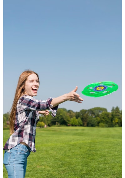 Frisbee Frizbi Fırlatma Diski Disk Atma Oyunu Çocuk Yetişkin Plaj Bahçe Oyuncak 24 cm Yeşil