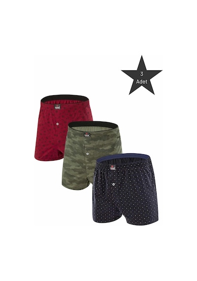 Erdem Karışık 3'lü Desenli Penye Boxer 1400dsn03 DESENLİ