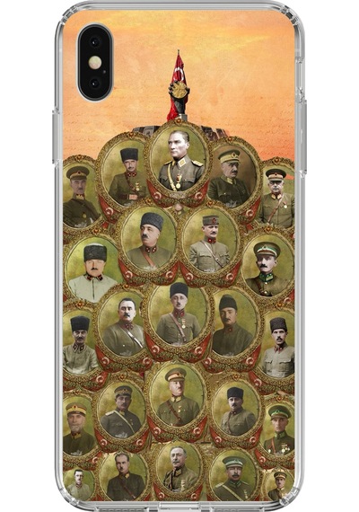Apple Uyumlu iPhone X-xs  Atatürk Ve Kurtuluş Savaşı Komutanları Baskılı Silikon Kılıf Renkli