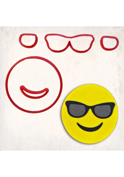 Emoji Güneş Gözlük Detay Kurabiye Kalıp Seti 5 Li KIrmızı