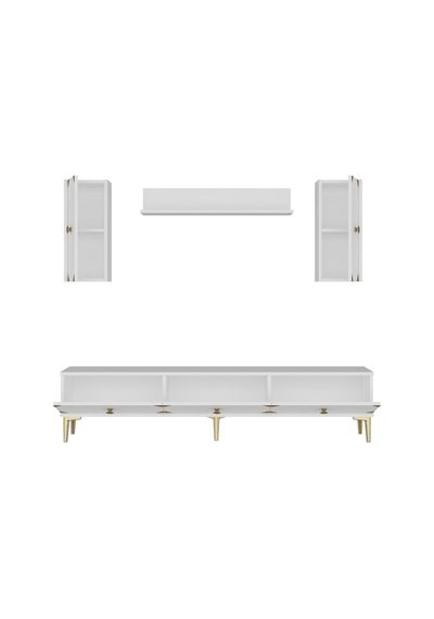 Tvr1897bg - Alfa Tvr180 Tv Ünitesi Takım , Tv Sehpası Beyaz - Gold 180cm