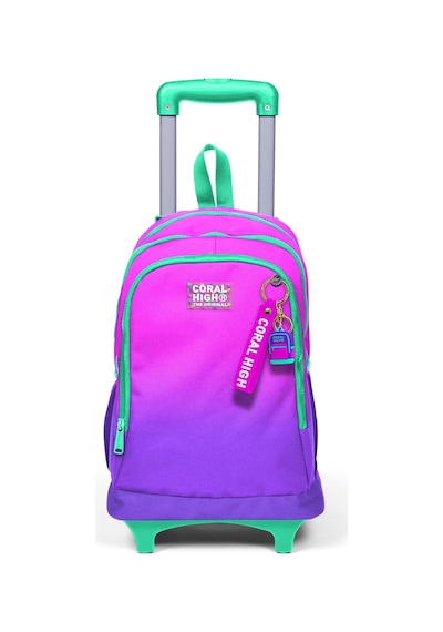 Coral High Kids Pembe Mor Renk Geçişli Üç Bölmeli Çekçekli Okul Sırt Çantası 23962