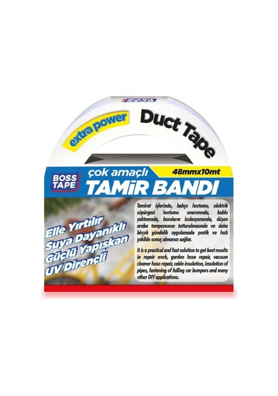 Boss Tape Kanal Tamir Bandi, 10 Metre Uzunluk X 48 Mm Kalinlik, Beyaz