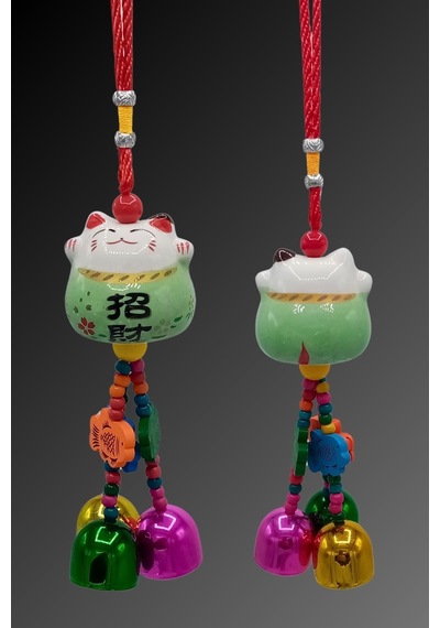 Feng Shui Maneki Neko Şans Kedisi Yeşil No.3