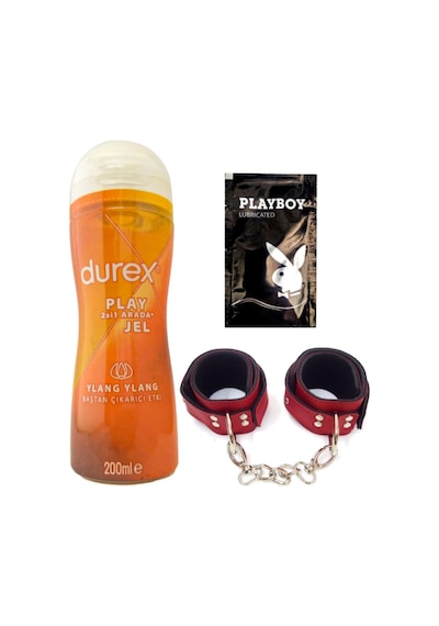 Durex Play İsteklendirici & Kayganlaştırmaya Jel 200 Ml + Kırmızı Deri El Kelepçesi + Hediye