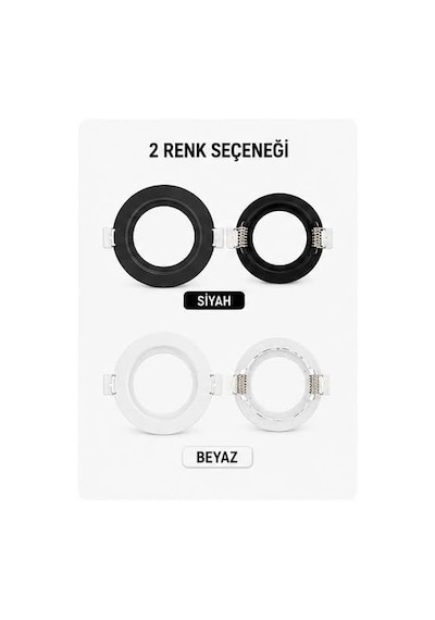Yuvarlak Spot Armatür Kasası Beyaz Gu10 Ve Mr16 Ampul Uyumlu Sıva Altı Plastik Boş Spot Kasa - 5,7 Cm Delik Diğer