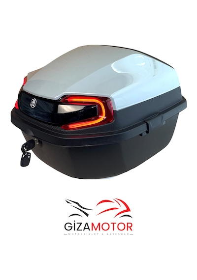 Işıklı + Sırt Dayamalı 33 Litre Motosiklet Çantası Açık Nardo Gri
