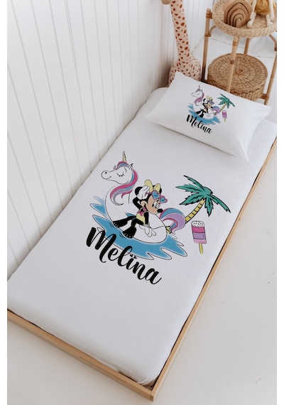 İsme Özel %100 Pamuk Bebek Ve Çocuk Tek Kişilik 165 X 225 Cm Pike Takımı-minnie Mouse Beyaz