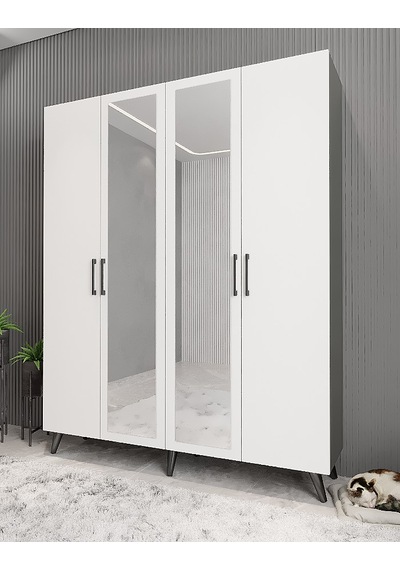 Açelya Portmanto Vestiyer Füme Beyaz - M2 140cm Montaj Dahil