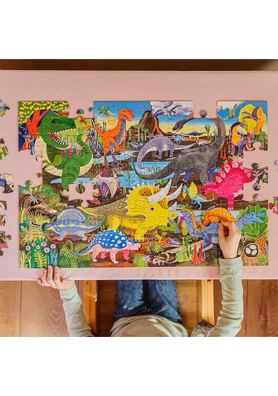 Eeboo 100 Parça Yapboz - Land Of Dinosaurs