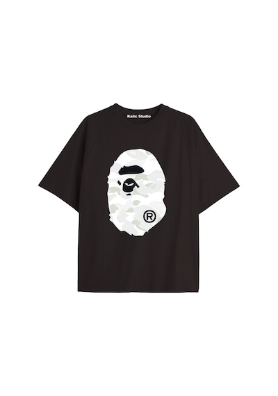 Kalic Studio Bappe Maymun Oversize T-shirt Siyah Metalik