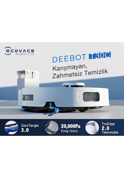 Ecovacs Deebot T30C 1 L Solüsyonlu Beyaz Robot Süpürge