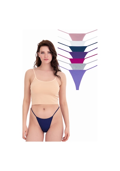 Sensu Kadın Ipli Brazilian Tanga 7'li Külot Set Karışık Renkler Kts3022 Model-7 Model7