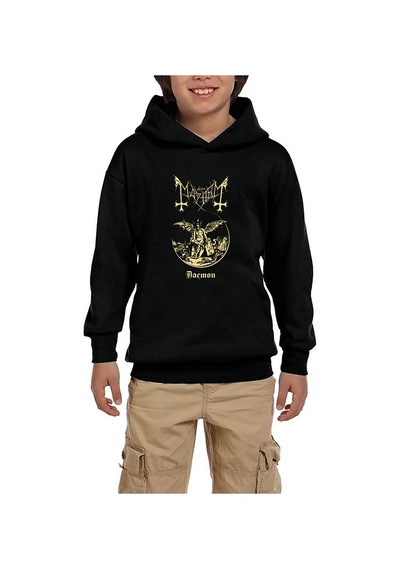 Zepplin Giyim Mayhem Daemon King Siyah Çocuk Kapşonlu Sweatshirt