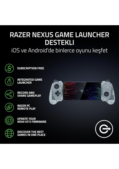 Razer Kishi V3 Phantom White - Apple Uyumlu iPhone & Android Akıllı Telefonlar Diğer