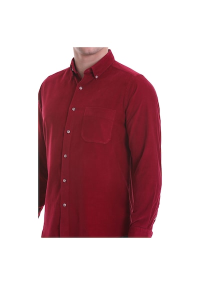 Hatemoğlu Bordo Slim Fit Düz 100% Pamuklu Düğmeli Yaka Uzun Kollu Klasik G Bordo