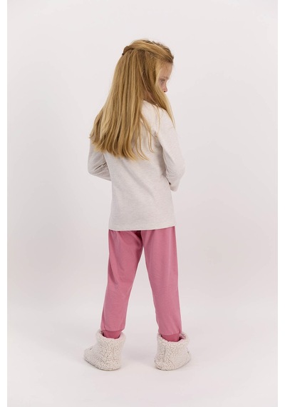 Frozen Lisanslı Follow Your Heart Kremmelanj Kız Çocuk Pijama Takımı Krem Melanj
