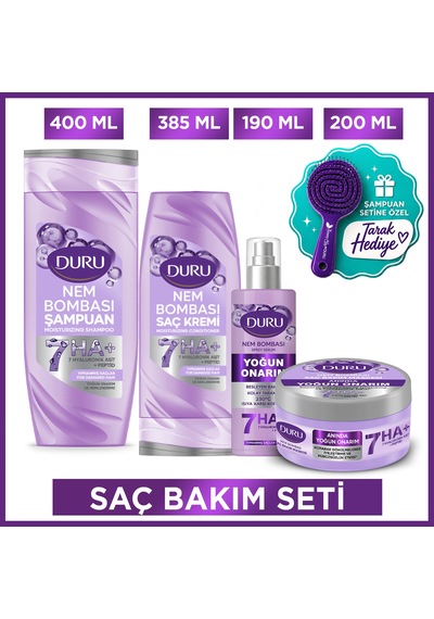 Nem Bombası 7 Li Hyaluronik Asit Yoğun Onarıcı Saç Bakım Seti Şampuan,maske,sprey Krem 09256798