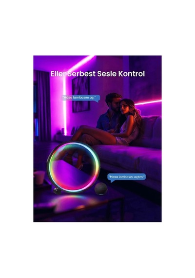 10 İnç Akıllı Rgb Müzik Ritimli Gece Lambası 25 Cm Alüminyum Halka Led Masa Lambası Çok Renkli