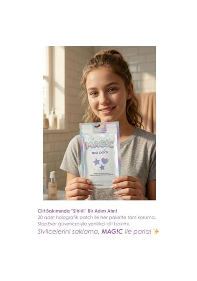 Magic Spot Patch Akne Patch Siyah Nokta Karşıtı Holografik Yıldız Kalp Cilt Bakım Maskesi 20 Adet