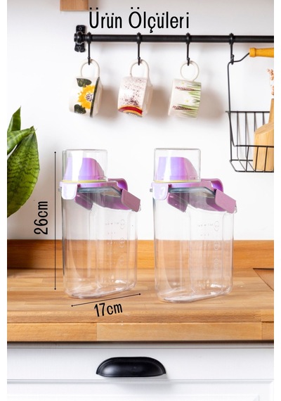 Contalı Sızdırmaz Erzak Saklama Kabı / 1800 Ml / Pembe - Tekli Pembe