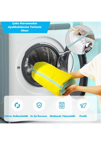 Dailytech Çamaşır Makinesi İçin Ayakkabı Yıkama Torbası Filesi Çok Renkli