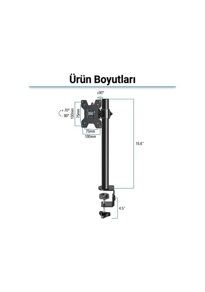 Tr Masaüstü Monitör Standı, 15 - 32 Uyumlu, Vesa Uyumlu Z001