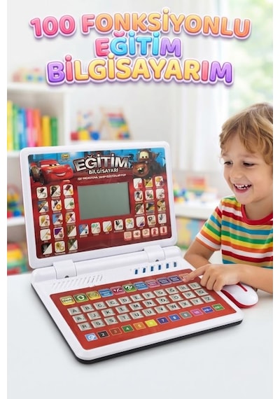 100 Fonksiyonlu Çift Dilli Eğitim Bilgisayarım Oyuncak Bilgisayar Ve Mouse Eğitici Çocuk Laptopu