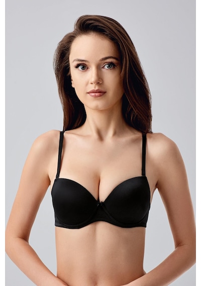 New Bra Kadın B Kap Desteksiz Basic Saten Görünümlü Sütyen Siyah 7025 Siyah