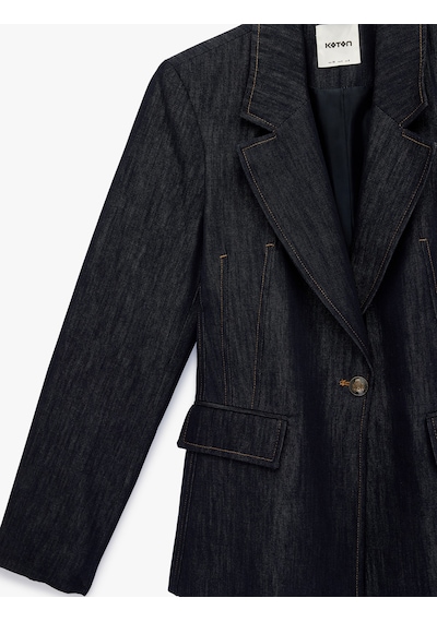 Koton Slim Fit Cepli Uzun Kollu Denim Blazer Ceket Lacivert 6sak50024ew Lacivert
