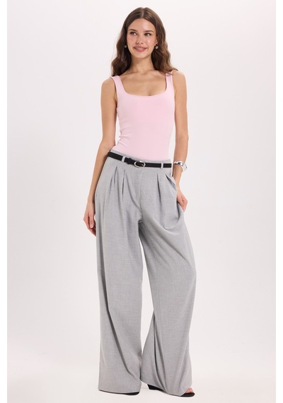 Tudors Kadın Slim Fit Dar Kesim Askılı Kare Yaka Sırtı Açık Sandy Kumaş Çıtçıtlı Pembe Body-51252