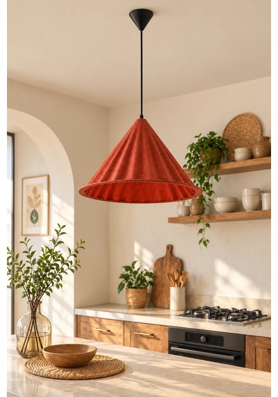 Modern Premium Bohem Kırmızı Sarkıt Avizesi 50 Cm Mutfak Salon Oturma Odası Şık Modelleri E27 Duy Diğer