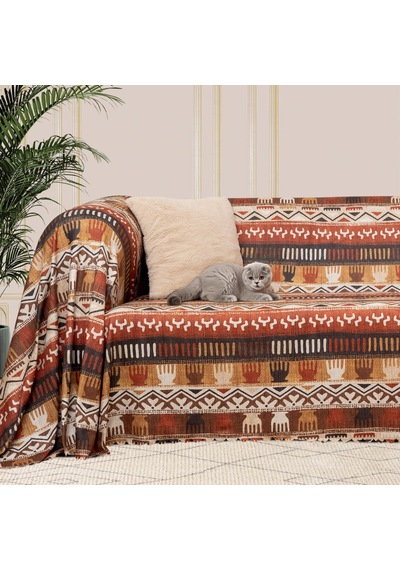 Latuda Concept Softmicro Boho Etnik Desenli Mikrofiber Koltuk Örtüsü Ve Şalı, Kaymaz Toprak180x220 Cm Sku: Smg8690010199829 Diğer