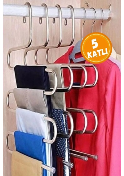 1 Adet Metal Pantolon Eşarp Askısı 5 Katlı Belirtilmemiş Gri Diğer