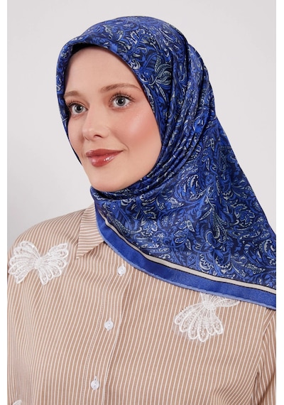 Levidor Kristal Eşarp Etnik Desen 2 Saks Mavi