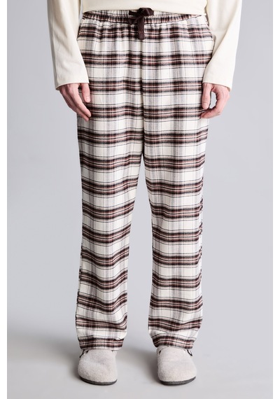Defacto %100 Pamuk Baskılı Ekoseli New Regular Fit Uzun Kollu 2li Flanel Pijama Takımı H9920ax26auer238 Ekru-er238