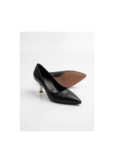 New Angel Nc-340 Kadın Sivri Burun Rahat Kadeh Topuk Stiletto Siyah