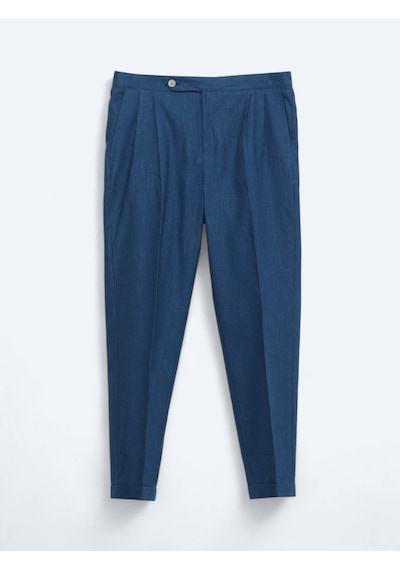 Kip İndigo Dokuma Carrot Fit Casual Pamuk Karışımlı Pantolon İndigo