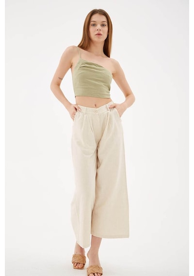 Fashion Friends Yüksel Bel Culotte Keten Bej Kadın Pantolon 25y0341k1 Bej