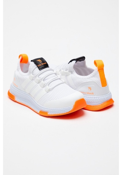 Tonny Black Rahat Kalıp Şeritli Bağcıklı Çocuk Unisex Beyaz Oranj Spor Ayakkabı Tbqnt-3 Beyaz Oranj