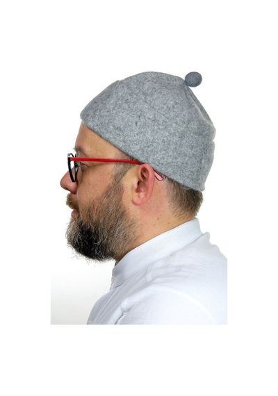 Erkek Keçe Yün Takke - Gri Renk