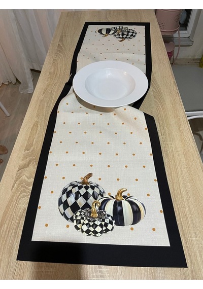 Balkabağı Desenli Runner Takımı 40 X 140 Renkli