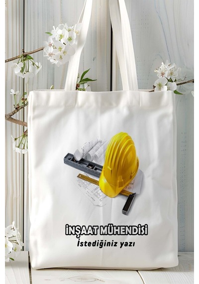 Art Hediye İnşaat Mühendisi Baskılı Bez Omuz Çantası Kişiye Özel Model 8 Çok Renkli