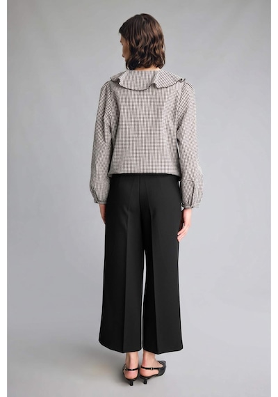 Defacto Culotte Yüksek Bel Düz Paça Pantolon E7242ax26aubk81 Siyah-bk81