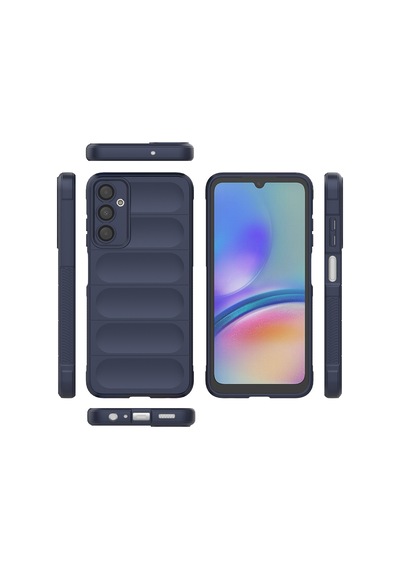 Samsung Uyumlu GalaxyA16 Kılıf Kamera Korumalı Esnek Silikon Parmak Şeritli Celikaksesuar Lacivert