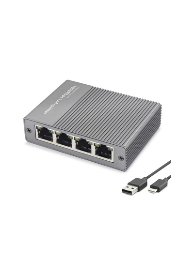 Gigabit Ethernet Switch 5 Port Type C Güç Girişli Gri Hdx1414