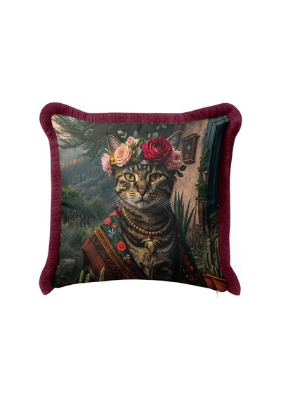 Bohem Lüks Çiçekli Saçaklı Yastık Kılıfı - Sanatsal Kedi Vintage Bordo Püsküllü Kırlent Kılıfı Tozlu Toprak Siyah Bohem Lüks Çiçekli Saçaklı Yastık Kılıfı - Sanatsal Kedi Vintage Bordo Püsküllü Kırlent Kılıfı Tozlu Toprak Siyah