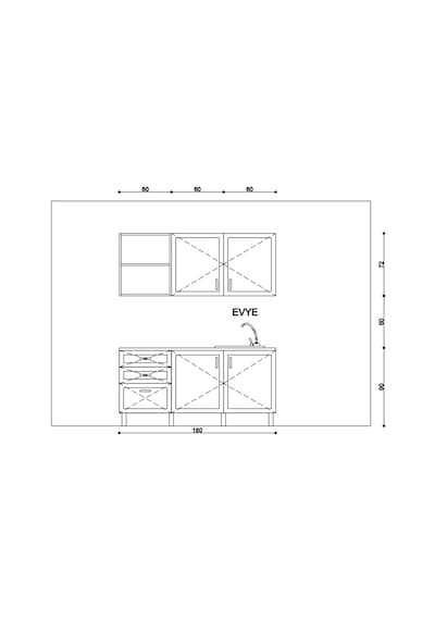 Fly Membran Mini Mutfak Set 180 Cm Gri