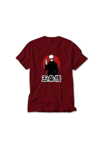 Jujutsu Kaisen Megumi Fushiguro Cartoon Kırmızı Tişört Kırmızı