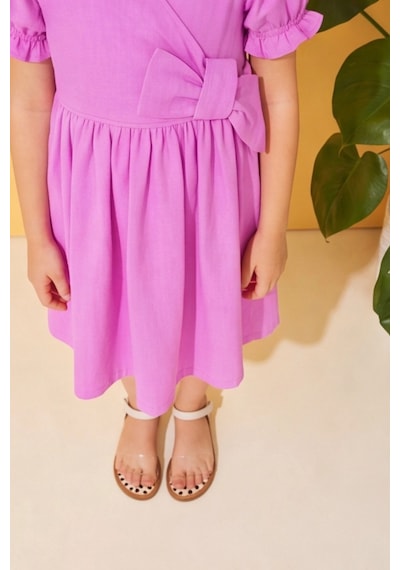 Esila Kids Kız Çocuk Elibse Flam Pamuk İnce Yazlık Elbise Lila